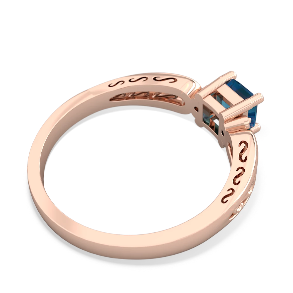 London Topaz Filligree Scroll Square 14K Rose Gold ring R2430