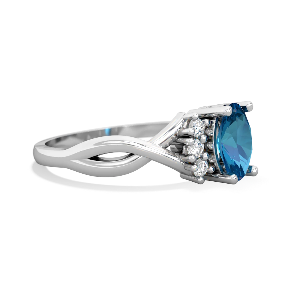 London Topaz Victorian Twist 14K White Gold ring R2497