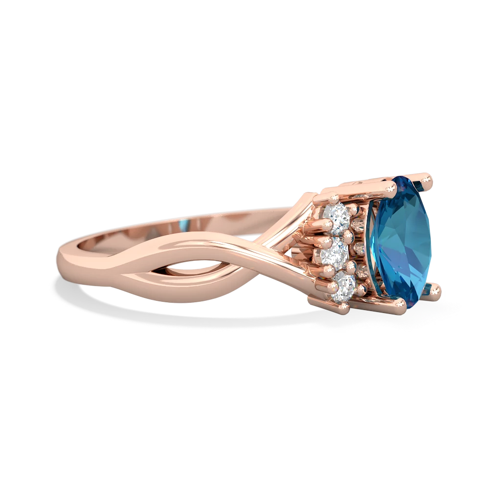 London Topaz Victorian Twist 14K Rose Gold ring R2497