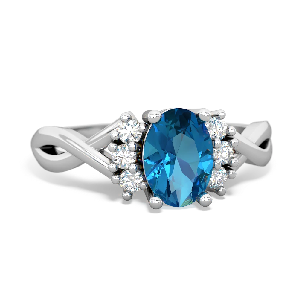 London Topaz Victorian Twist 14K White Gold ring R2497