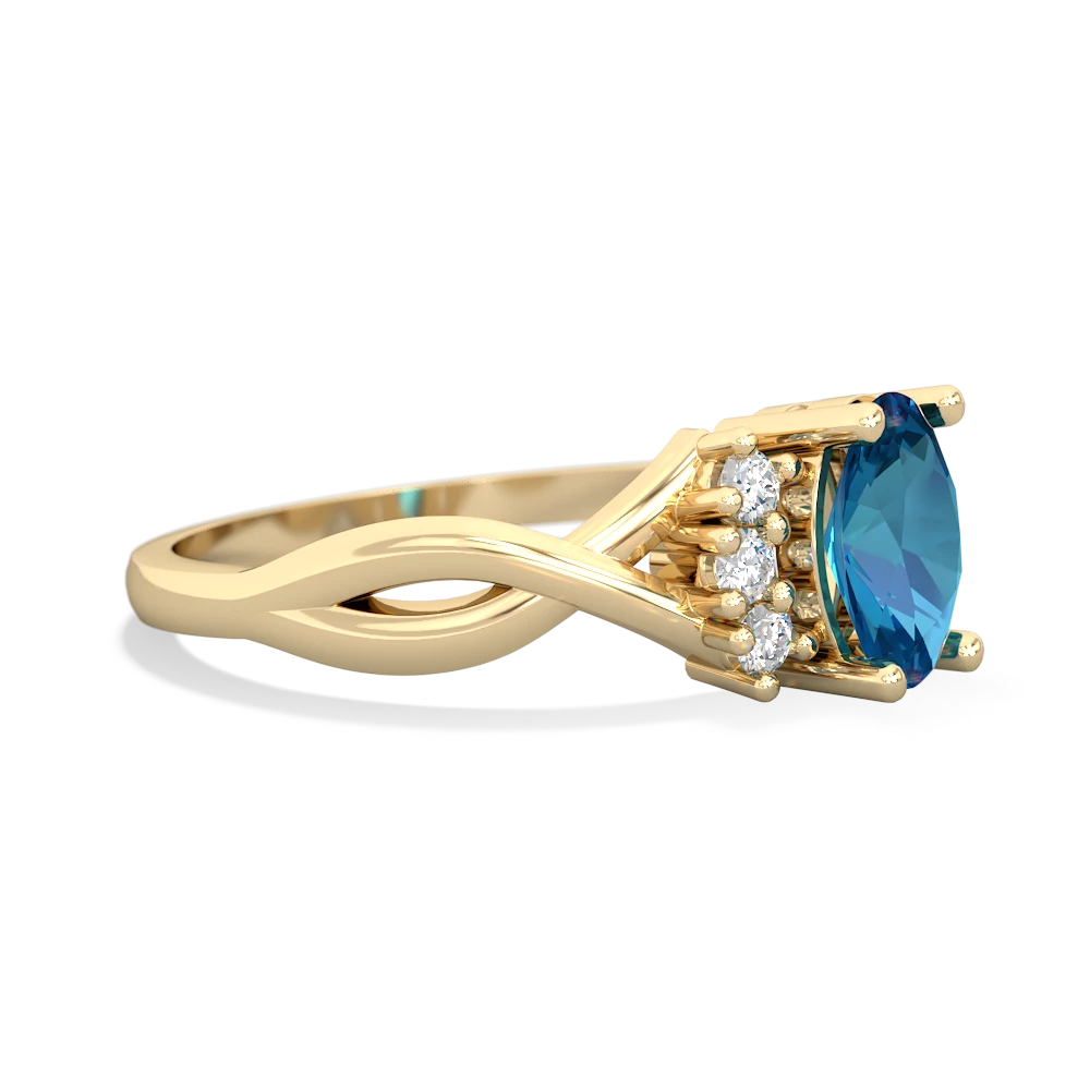 London Topaz Victorian Twist 14K Yellow Gold ring R2497