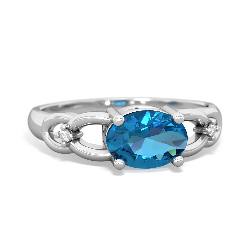 London Topaz Links 14K White Gold ring R4032