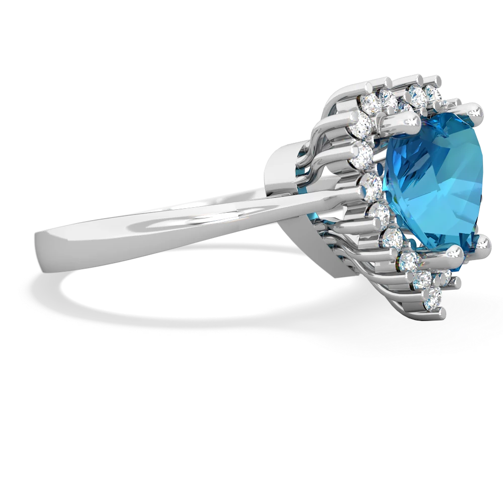 London Topaz Sparkling Halo Heart 14K White Gold ring R0391