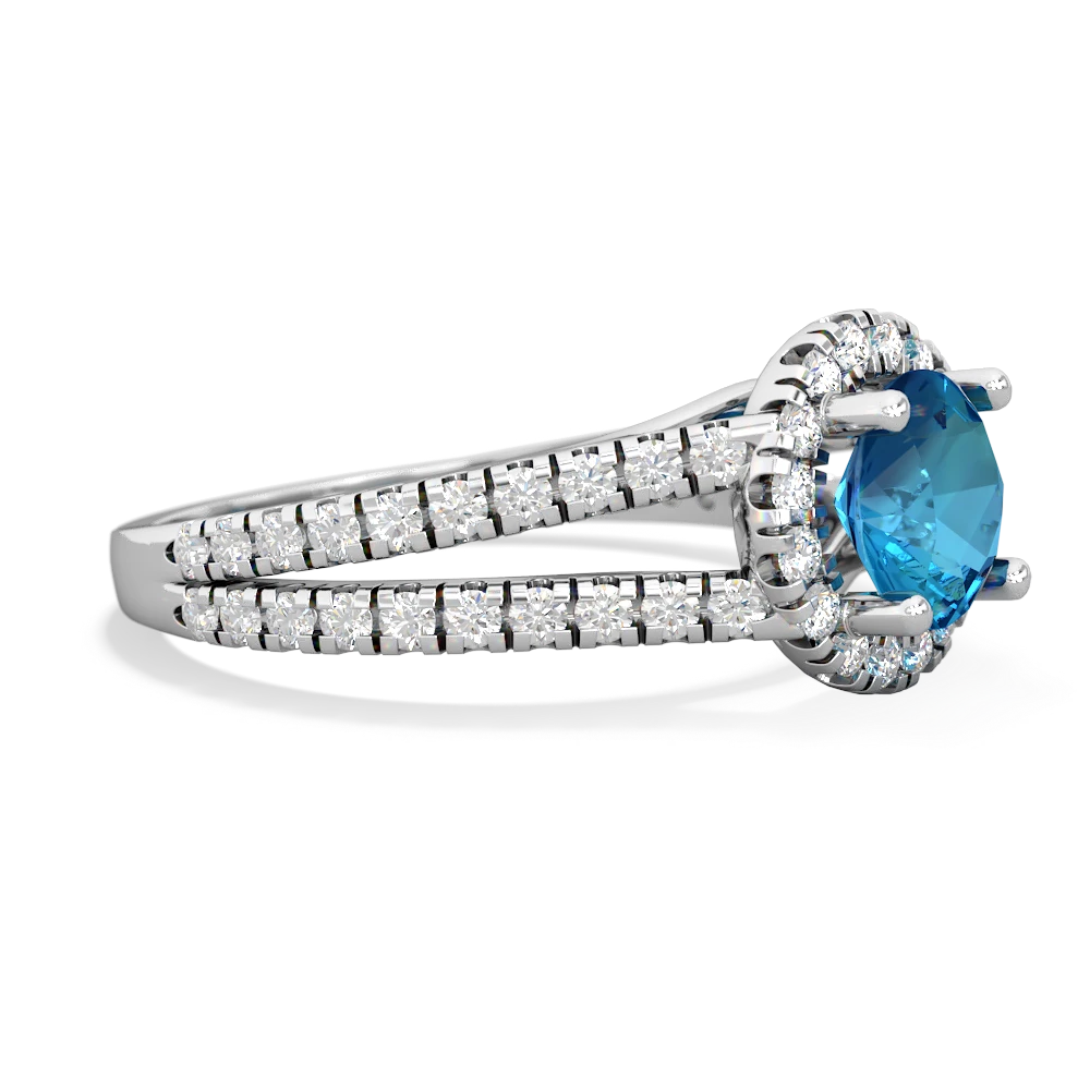 London Topaz Pave Halo 14K White Gold ring R5490