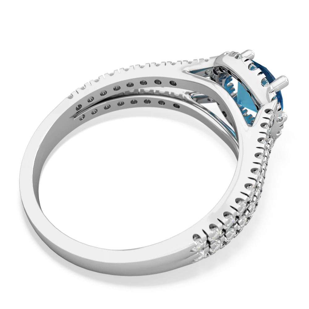 London Topaz Pave Halo 14K White Gold ring R5490