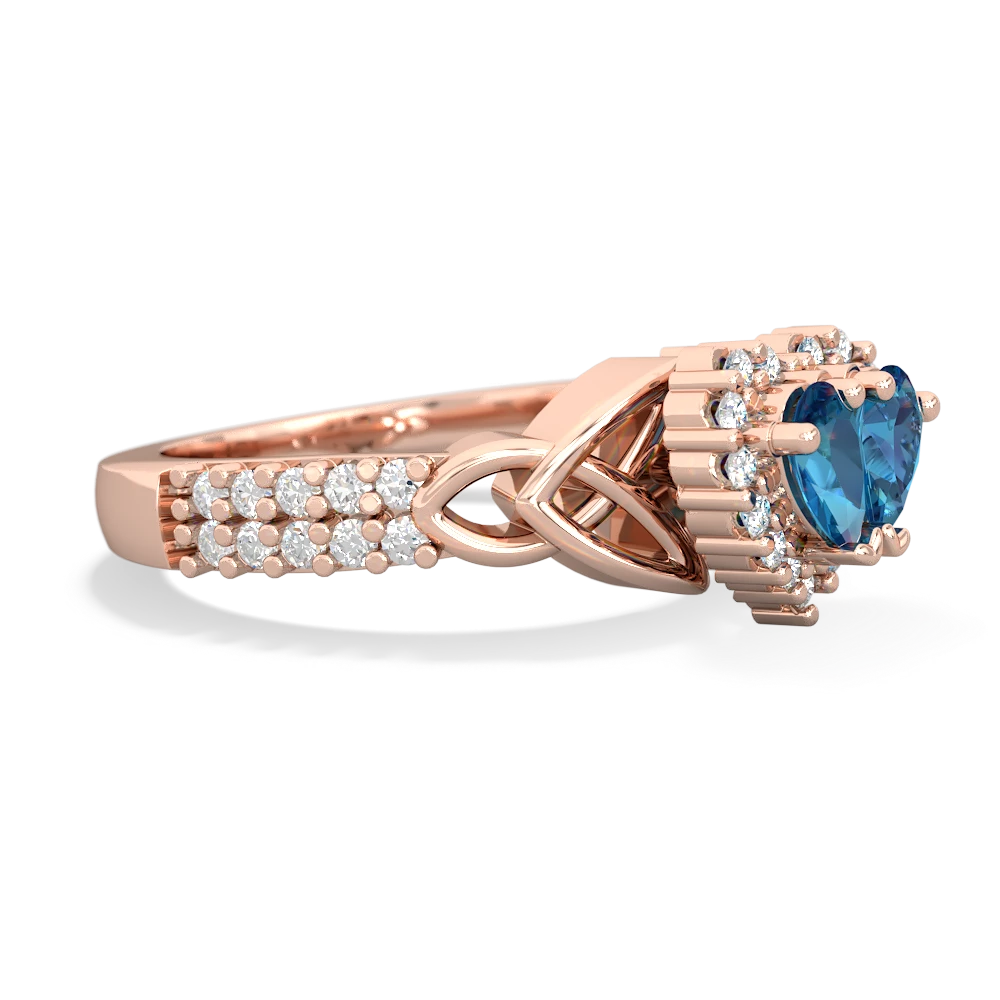 London Topaz Celtic Knot Two Hearts As One 14K Rose Gold ring R2644HRT