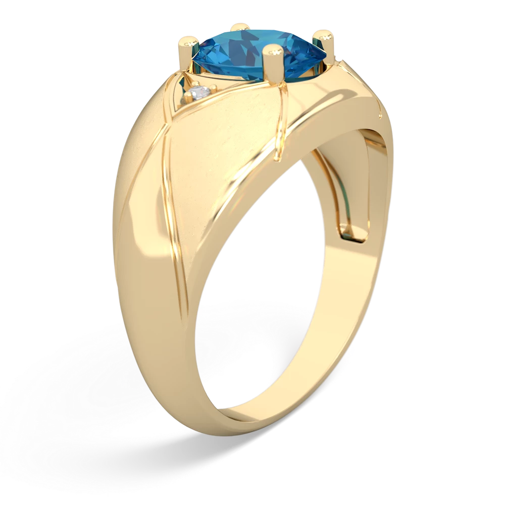 London Topaz Men's Crossroads 14K Yellow Gold ring R0361