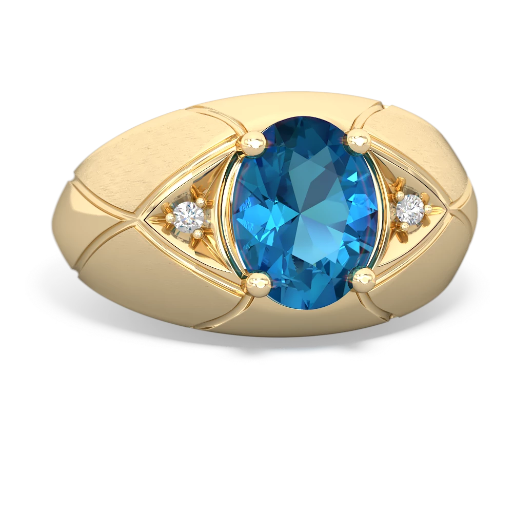 London Topaz Men's Crossroads 14K Yellow Gold ring R0361