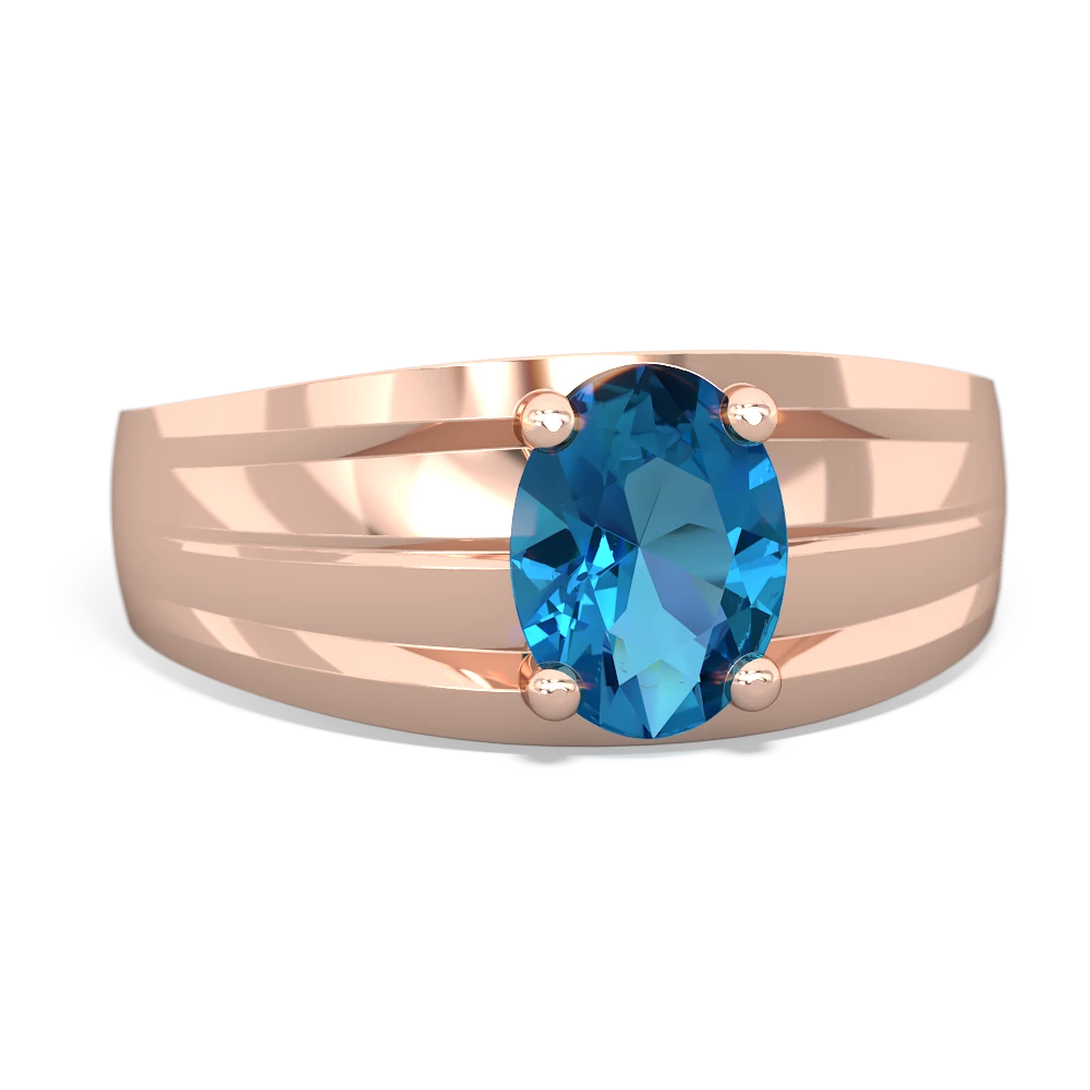 London Topaz Men's Two Lane 14K Rose Gold ring R0363