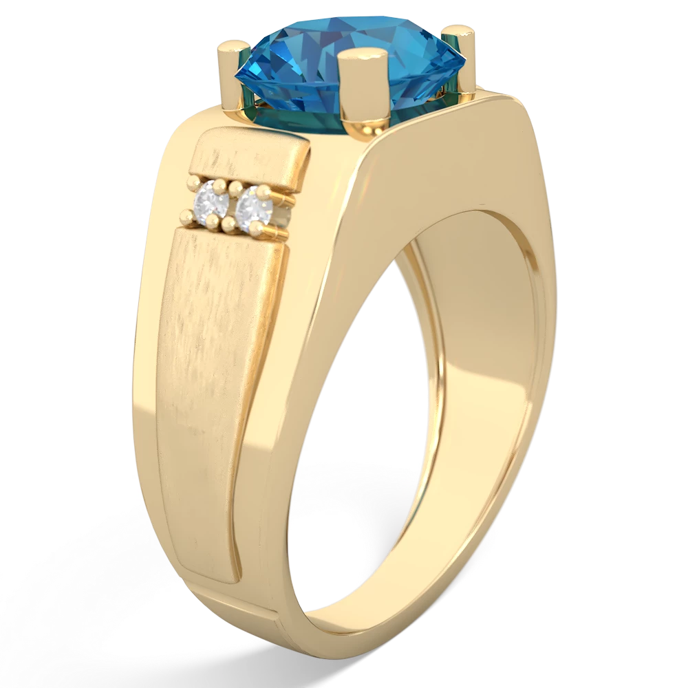 London Topaz Men's 9Mm Round 14K Yellow Gold ring R1822