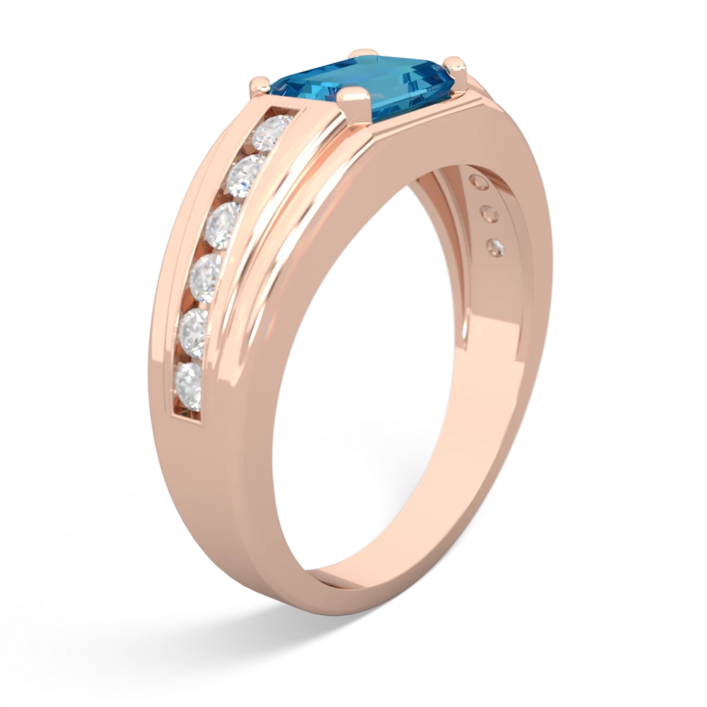 London Topaz Men's Diamond Channel 14K Rose Gold ring R0500