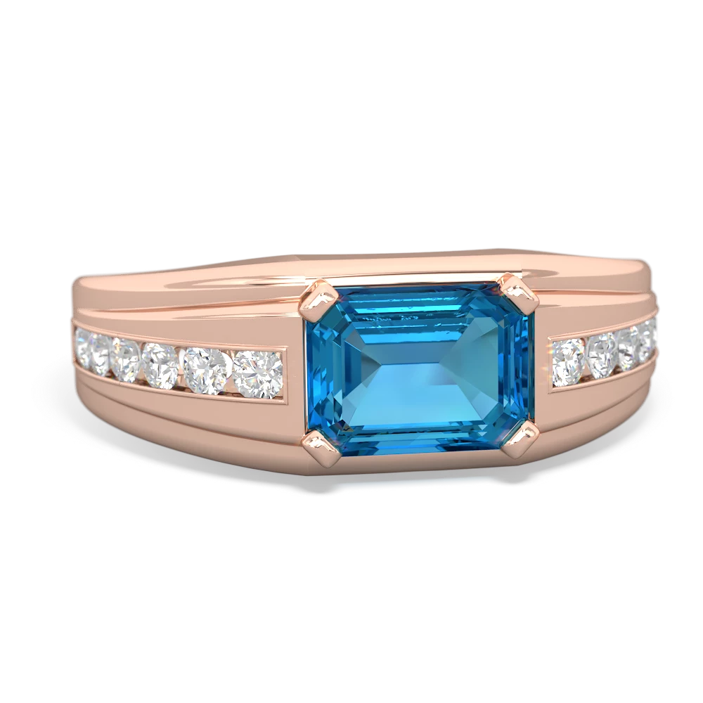 London Topaz Men's Diamond Channel 14K Rose Gold ring R0500