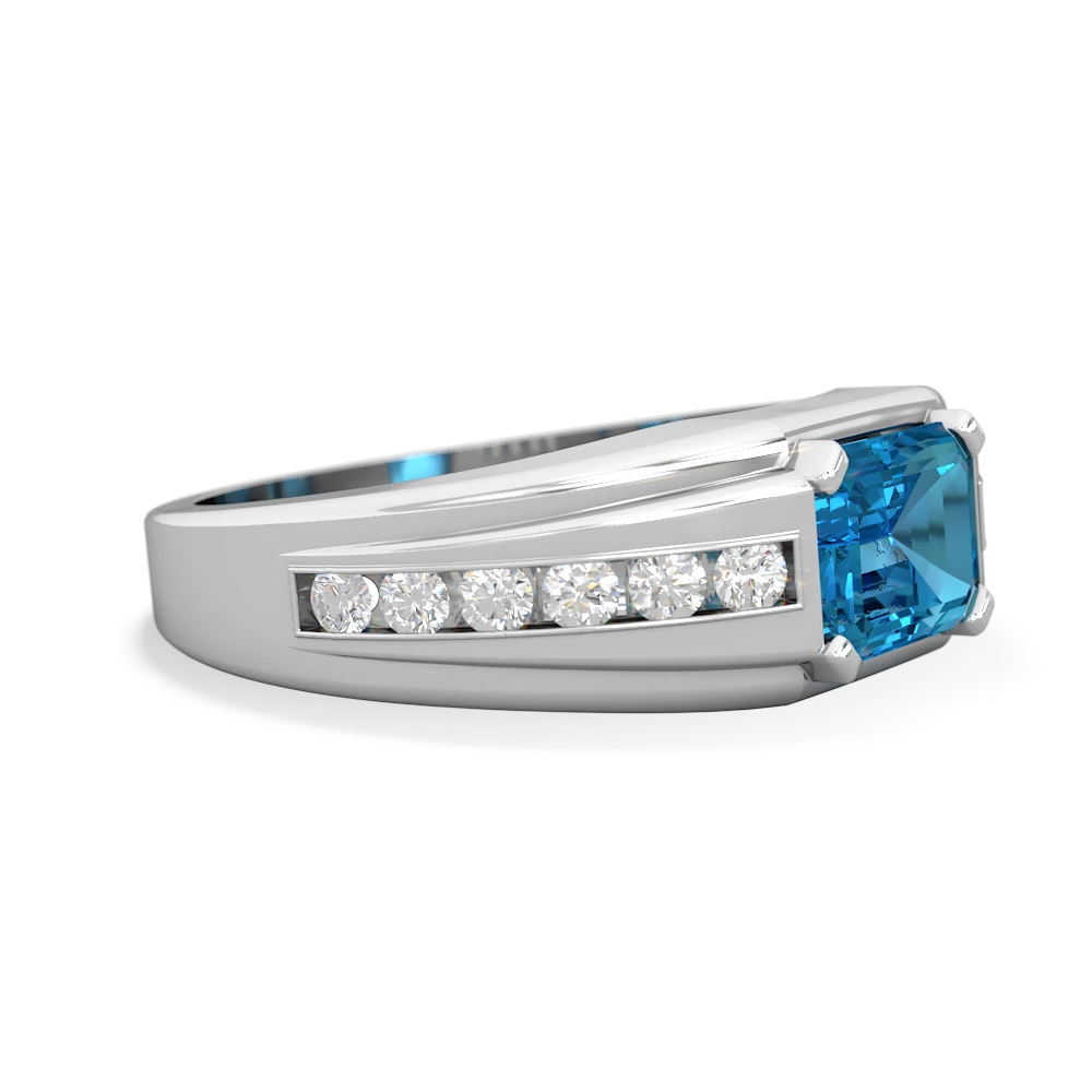 London Topaz Men's Diamond Channel 14K White Gold ring R0500