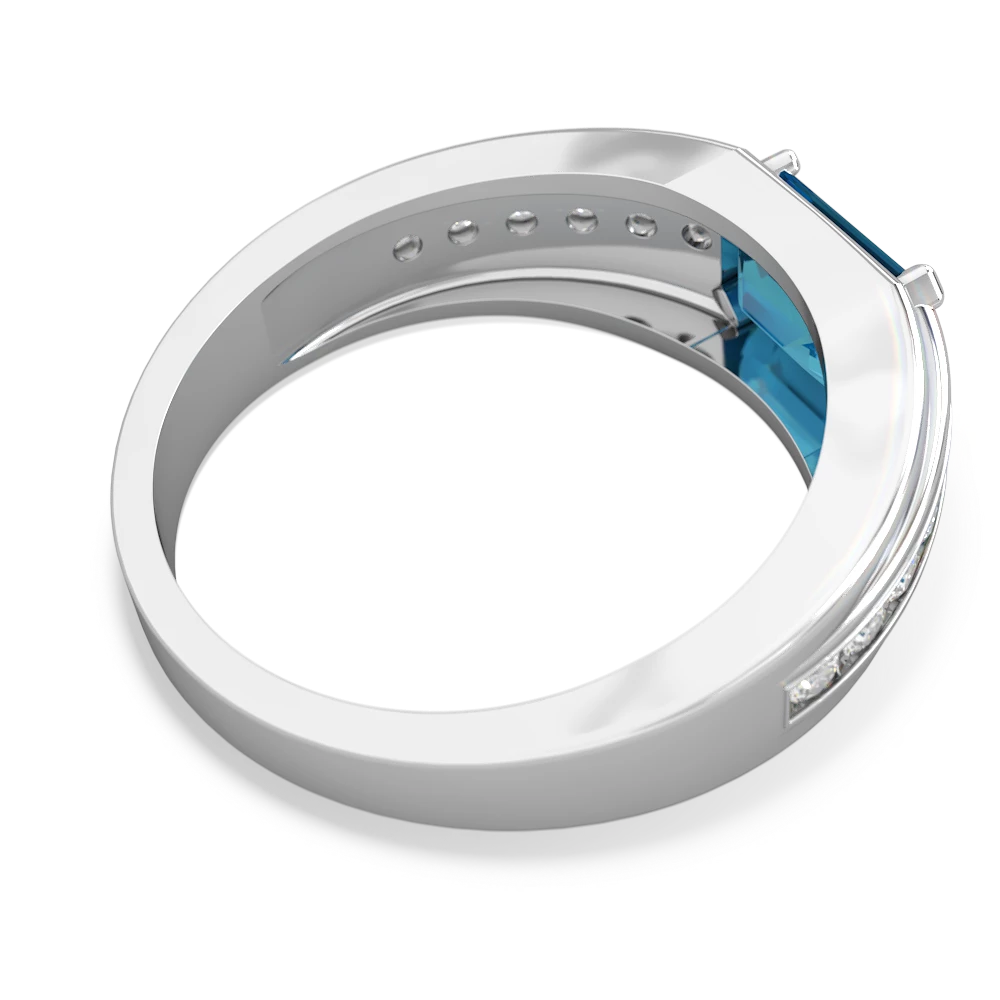 London Topaz Men's Diamond Channel 14K White Gold ring R0500