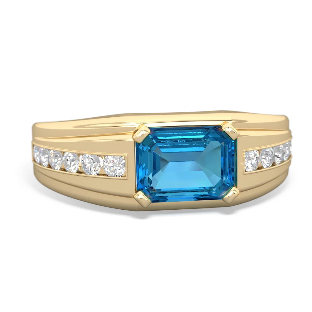 London Topaz Men's Diamond Channel 14K Yellow Gold ring R0500