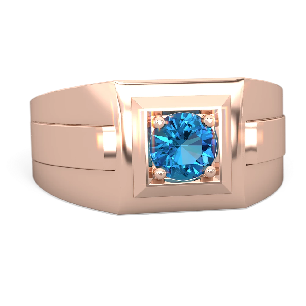 London Topaz Men's Squared Circle 14K Rose Gold ring R0480