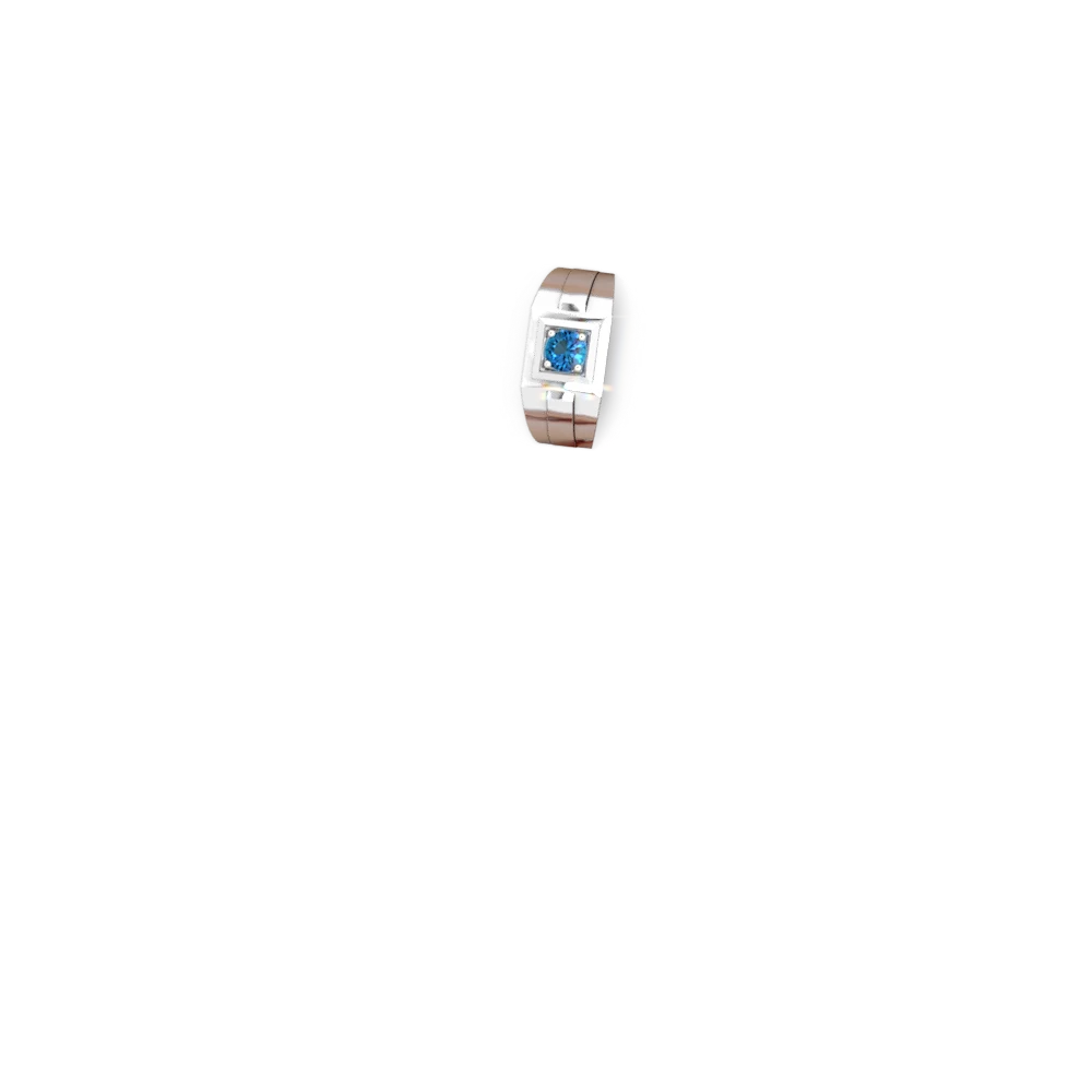 London Topaz Men's Squared Circle 14K White Gold ring R0480