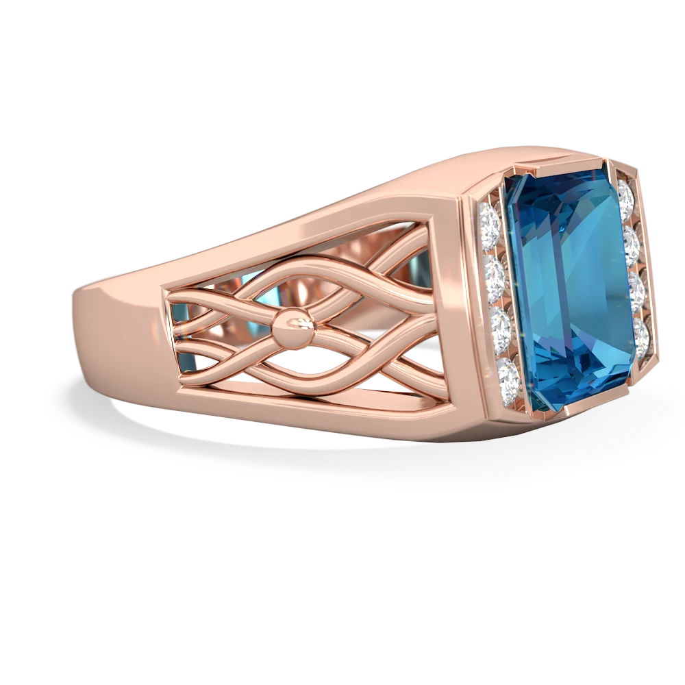 London Topaz Men's Vine 14K Rose Gold ring R0490