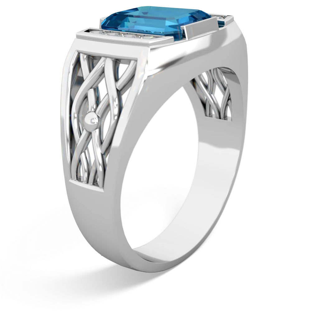 London Topaz Men's Vine 14K White Gold ring R0490