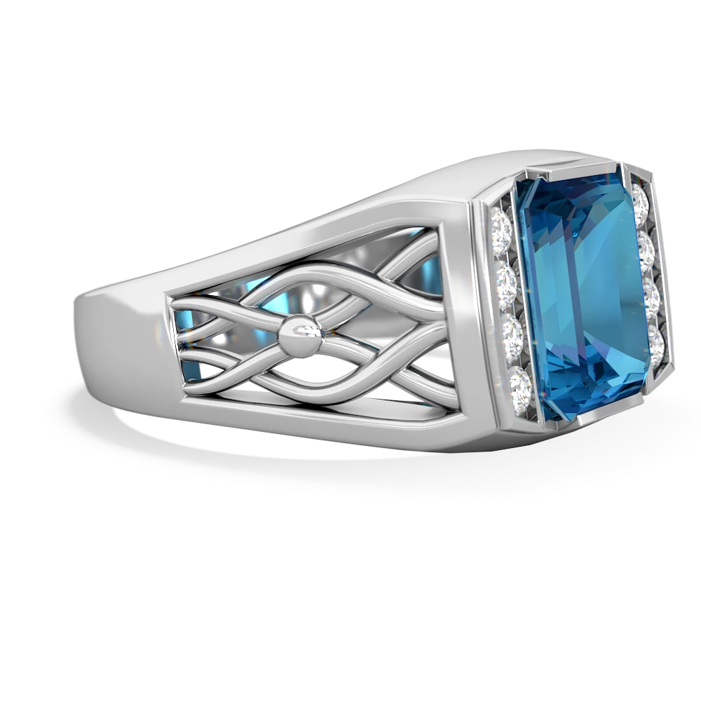 London Topaz Men's Vine 14K White Gold ring R0490