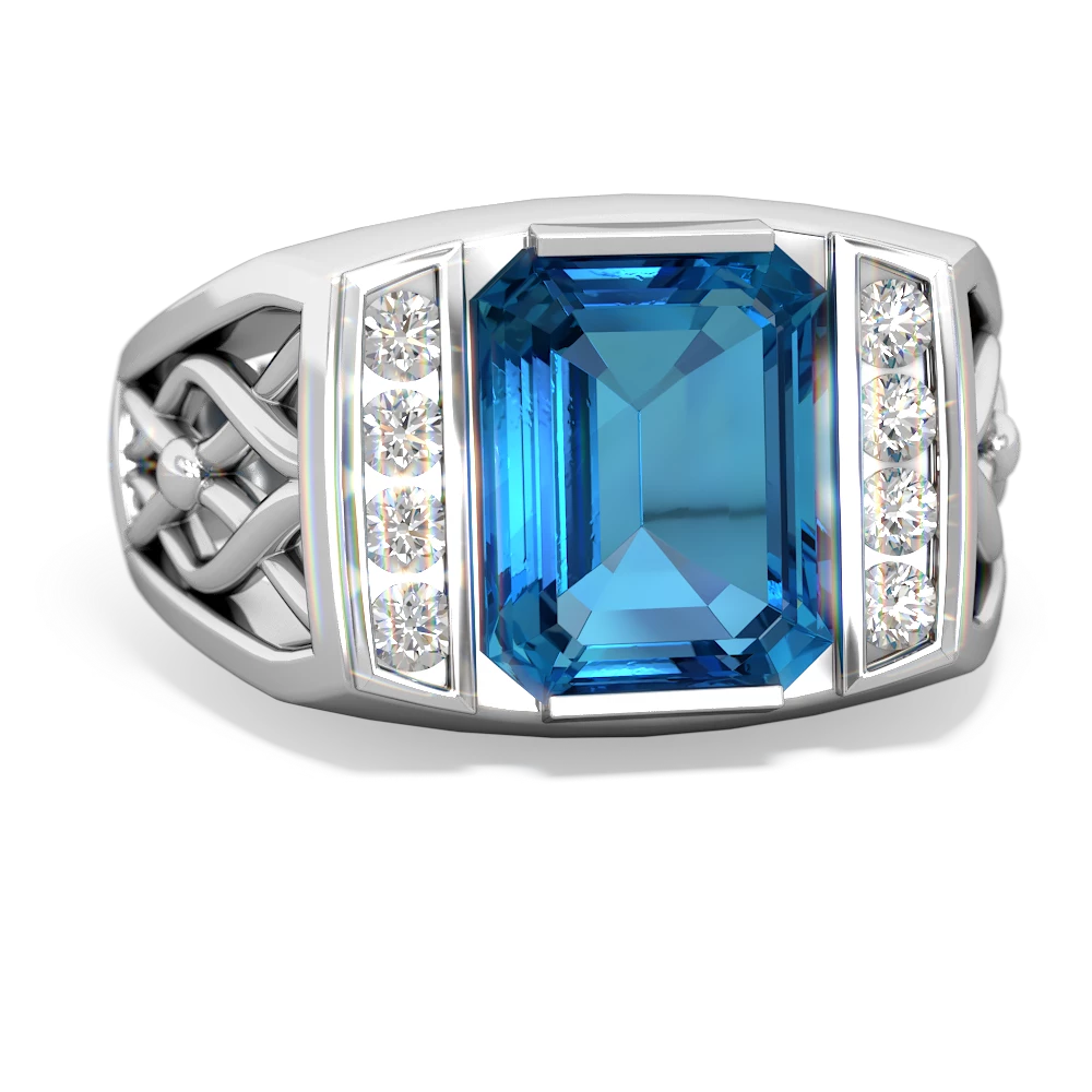 London Topaz Men's Vine 14K White Gold ring R0490