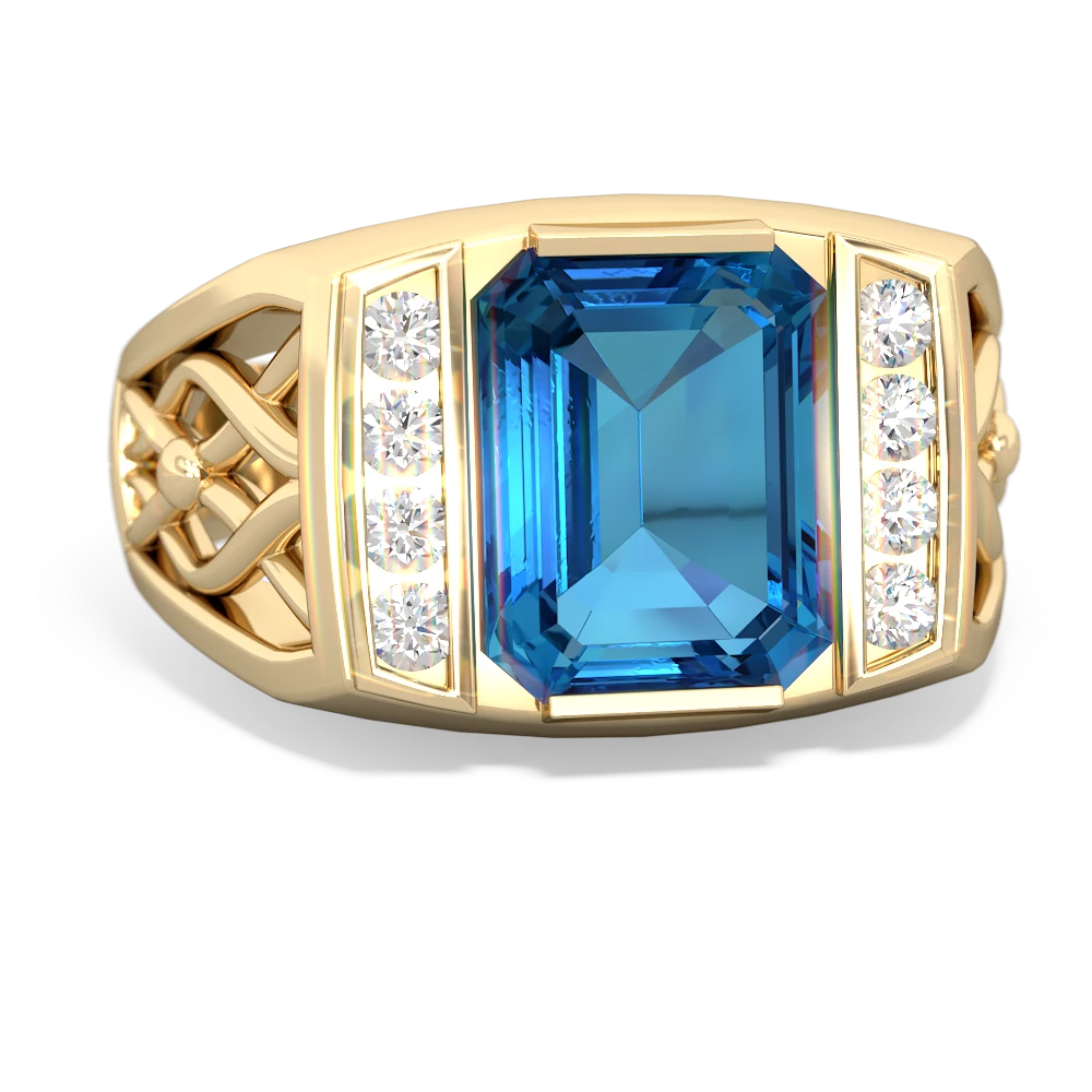 London Topaz Men's Vine 14K Yellow Gold ring R0490