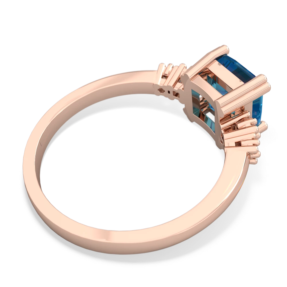 London Topaz Art Deco Princess 14K Rose Gold ring R2014