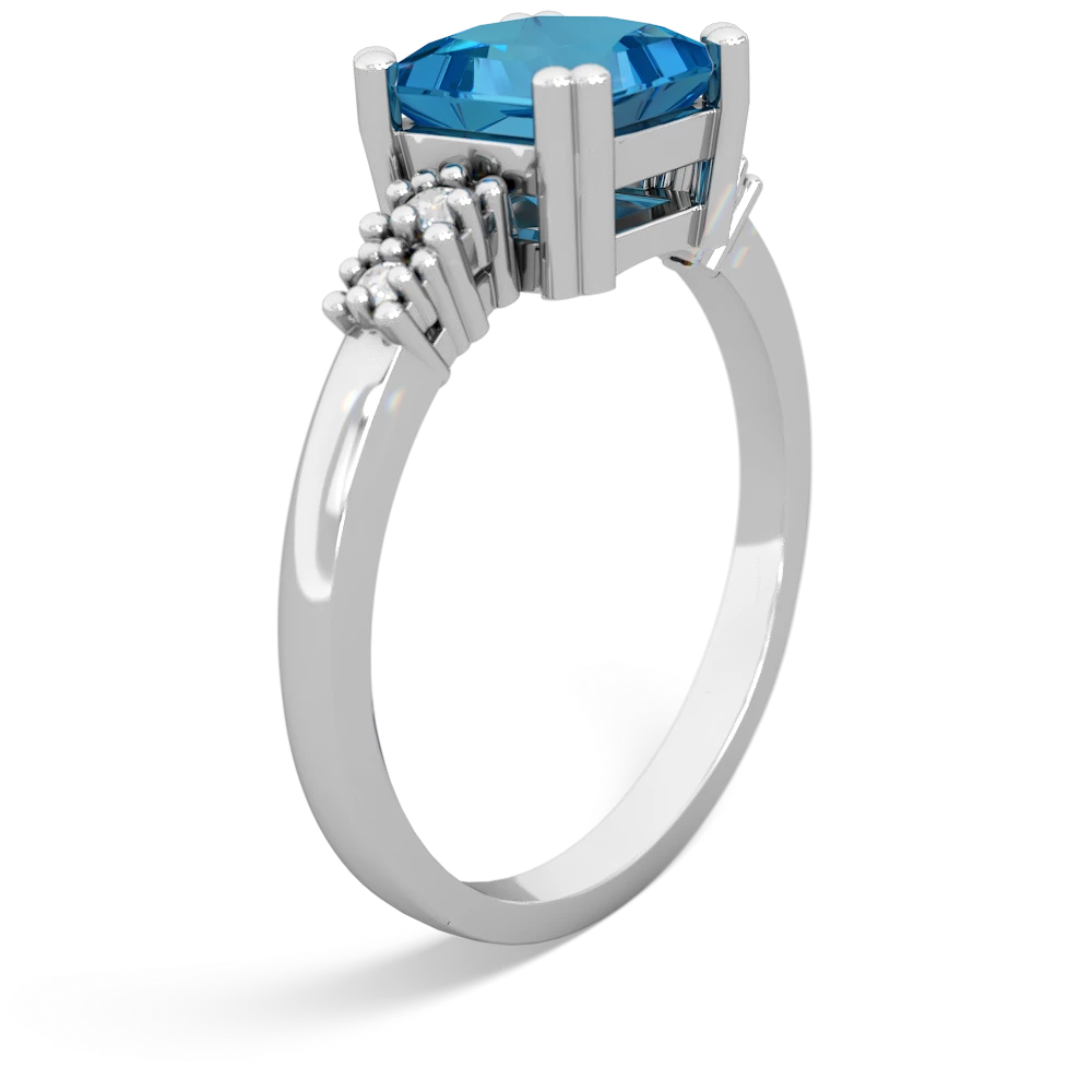 London Topaz Art Deco Princess 14K White Gold ring R2014