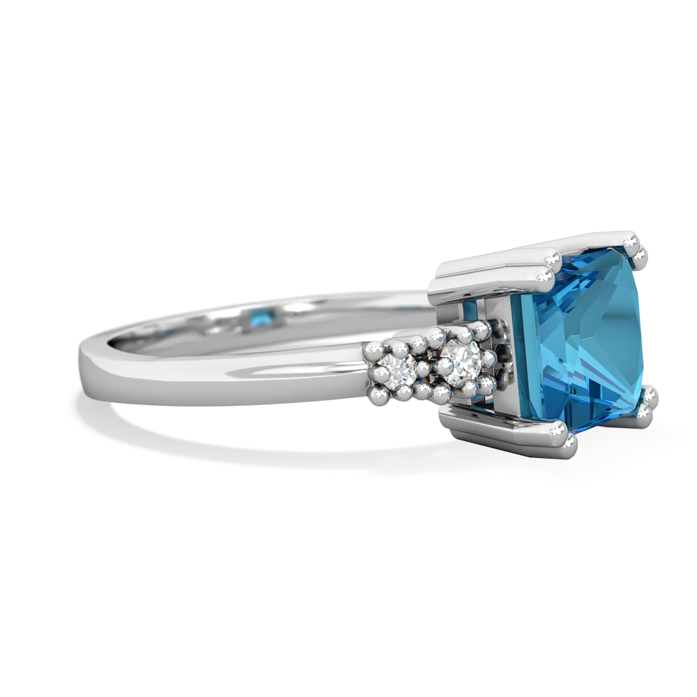 London Topaz Art Deco Princess 14K White Gold ring R2014