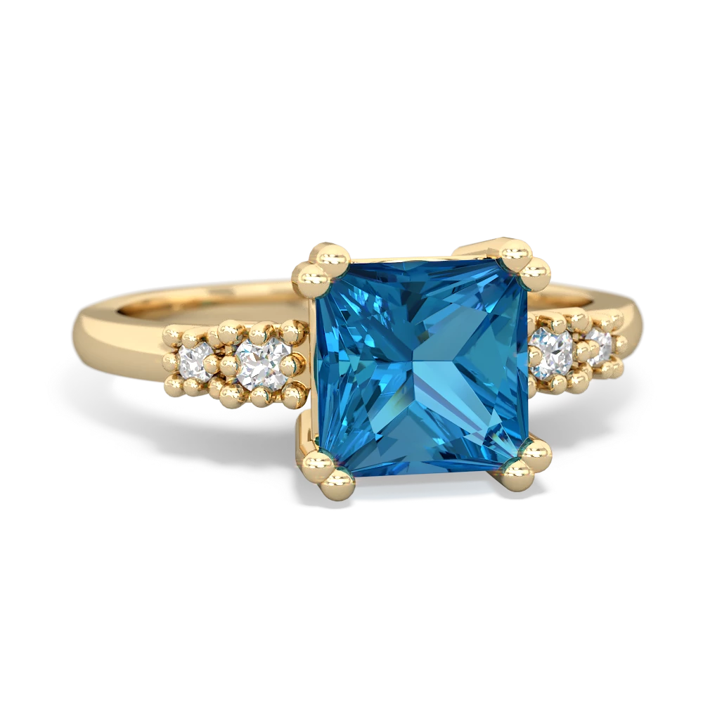 London Topaz Art Deco Princess 14K Yellow Gold ring R2014