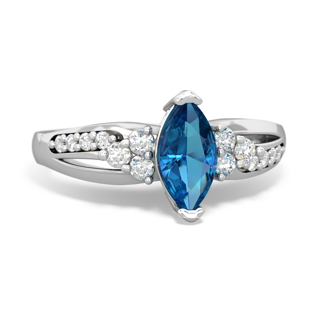 London Topaz Royal Marquise 14K White Gold ring R2343