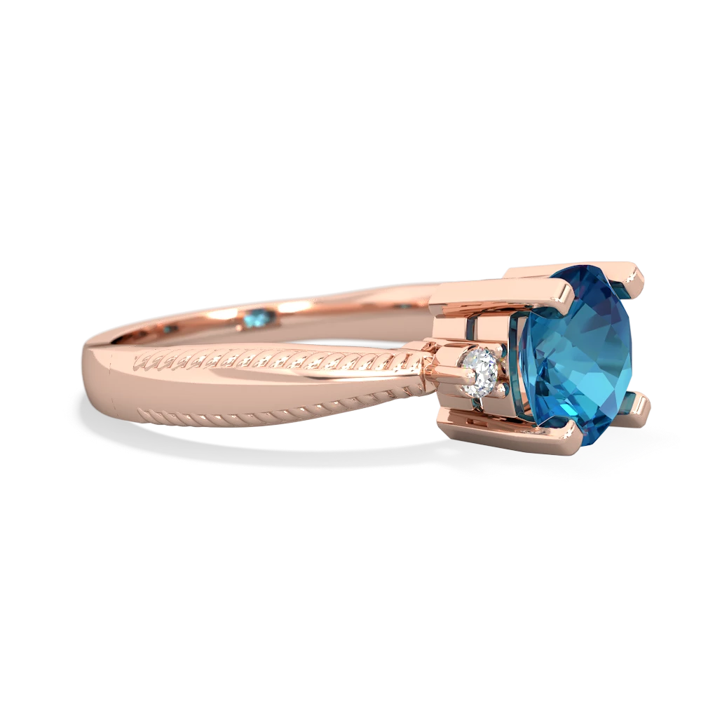 London Topaz Cushion Rope 14K Rose Gold ring R2484