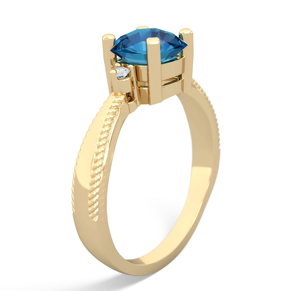 London Topaz Cushion Rope 14K Yellow Gold ring R2484