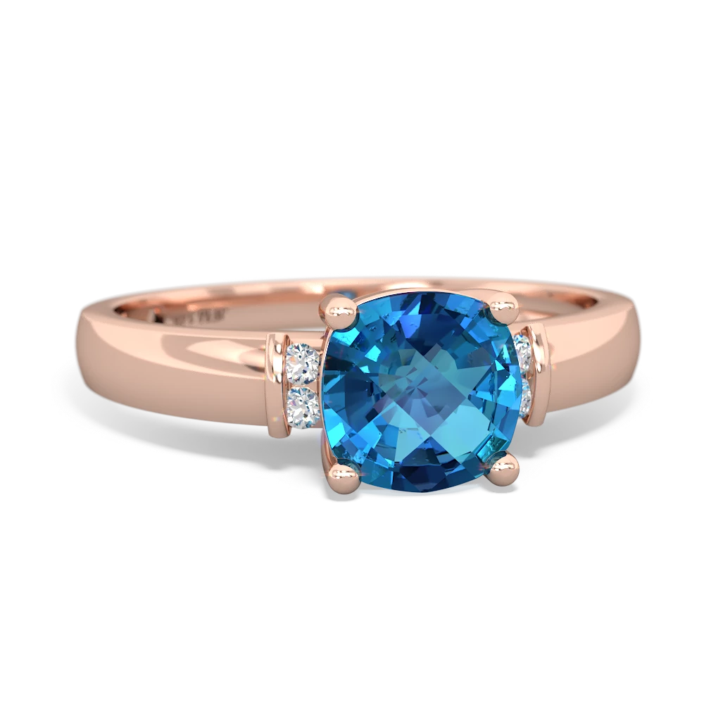 London Topaz Simply Elegant Cushion 14K Rose Gold ring R2489