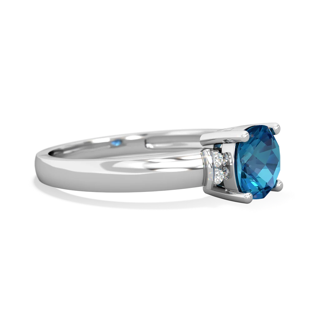 London Topaz Simply Elegant Cushion 14K White Gold ring R2489