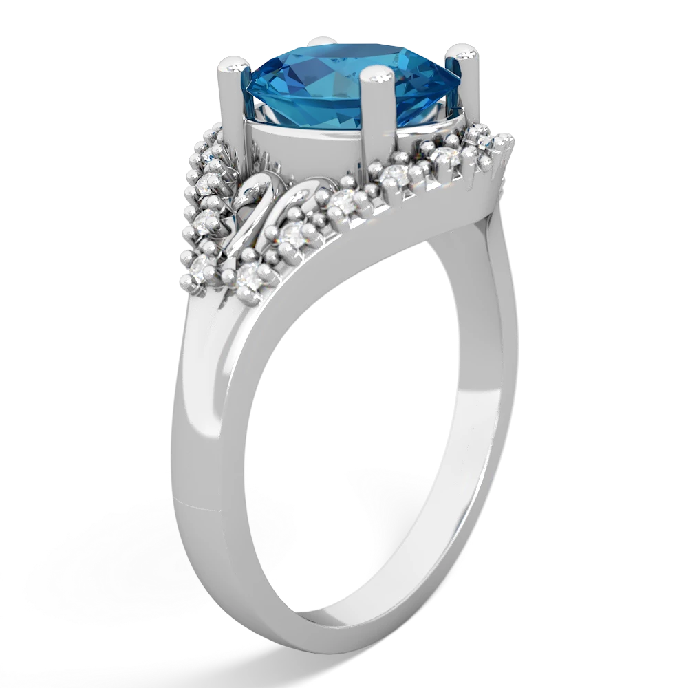London Topaz Antique Style Cocktail 14K White Gold ring R2564