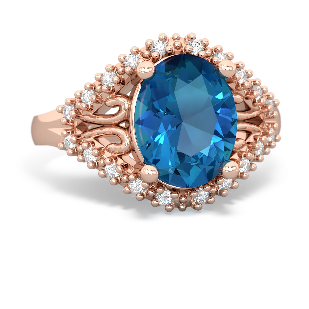 London Topaz Antique Style Cocktail 14K Rose Gold ring R2564