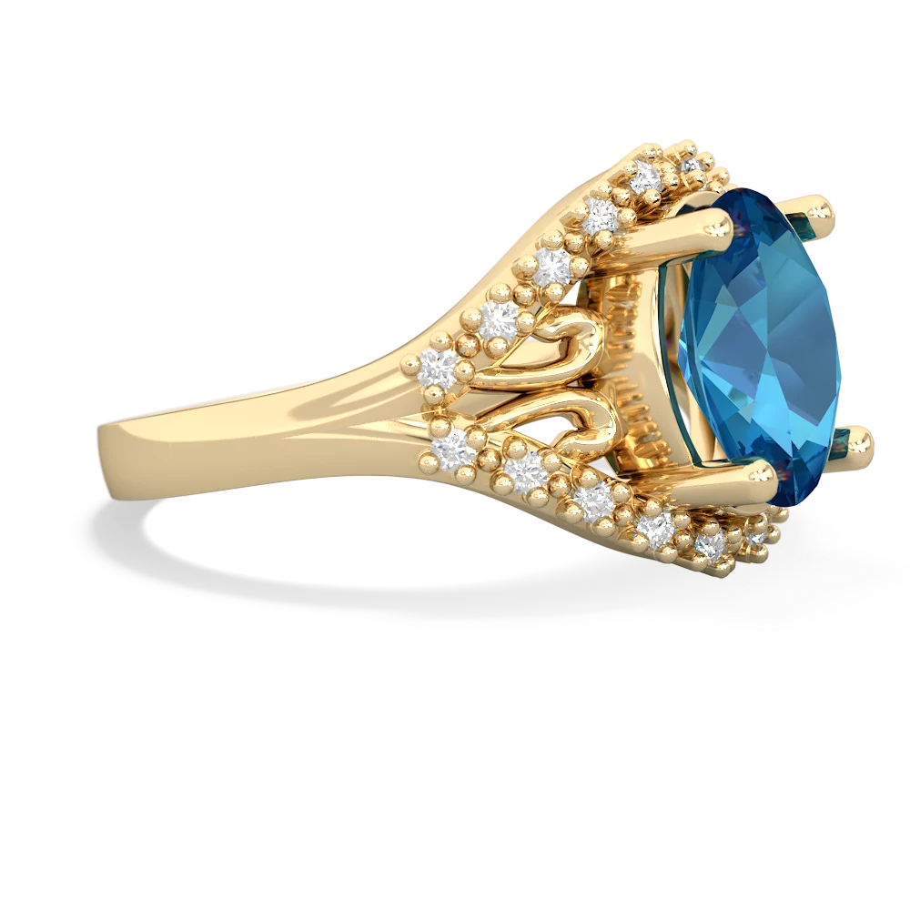 London Topaz Antique Style Cocktail 14K Yellow Gold ring R2564