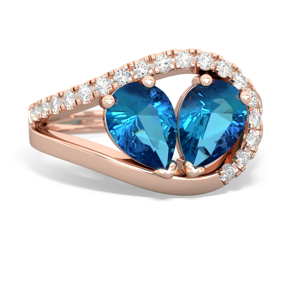 London Topaz Nestled Heart Keepsake 14K Rose Gold ring R5650