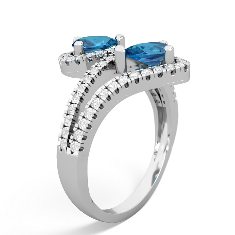 London Topaz Diamond Dazzler 14K White Gold ring R3000