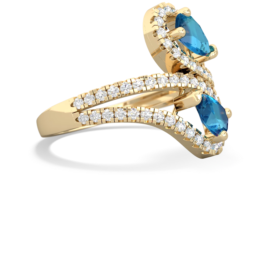 London Topaz Diamond Dazzler 14K Yellow Gold ring R3000