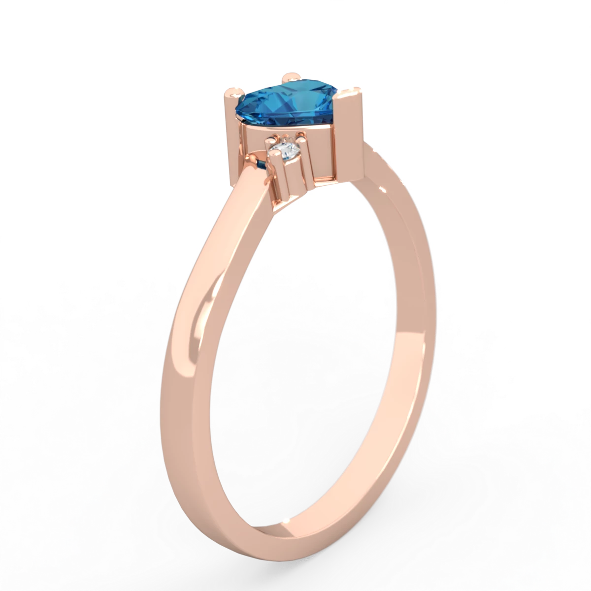 London Topaz Delicate Heart 14K Rose Gold ring R0203
