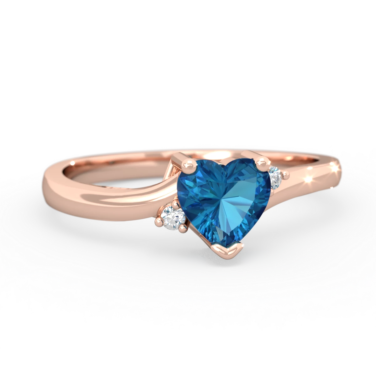 London Topaz Delicate Heart 14K Rose Gold ring R0203