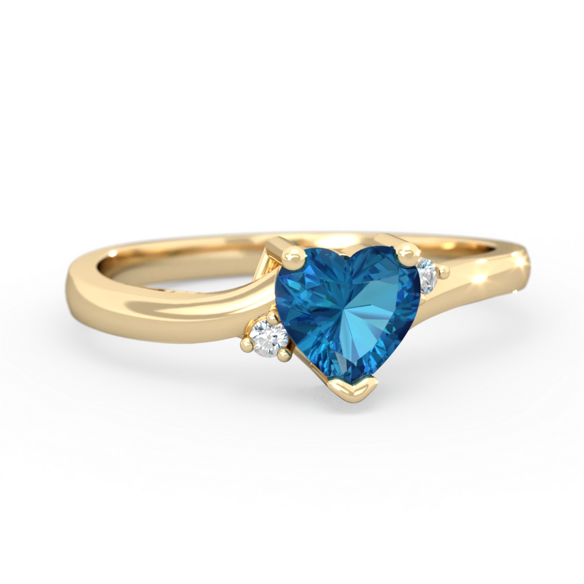 London Topaz Delicate Heart 14K Yellow Gold ring R0203