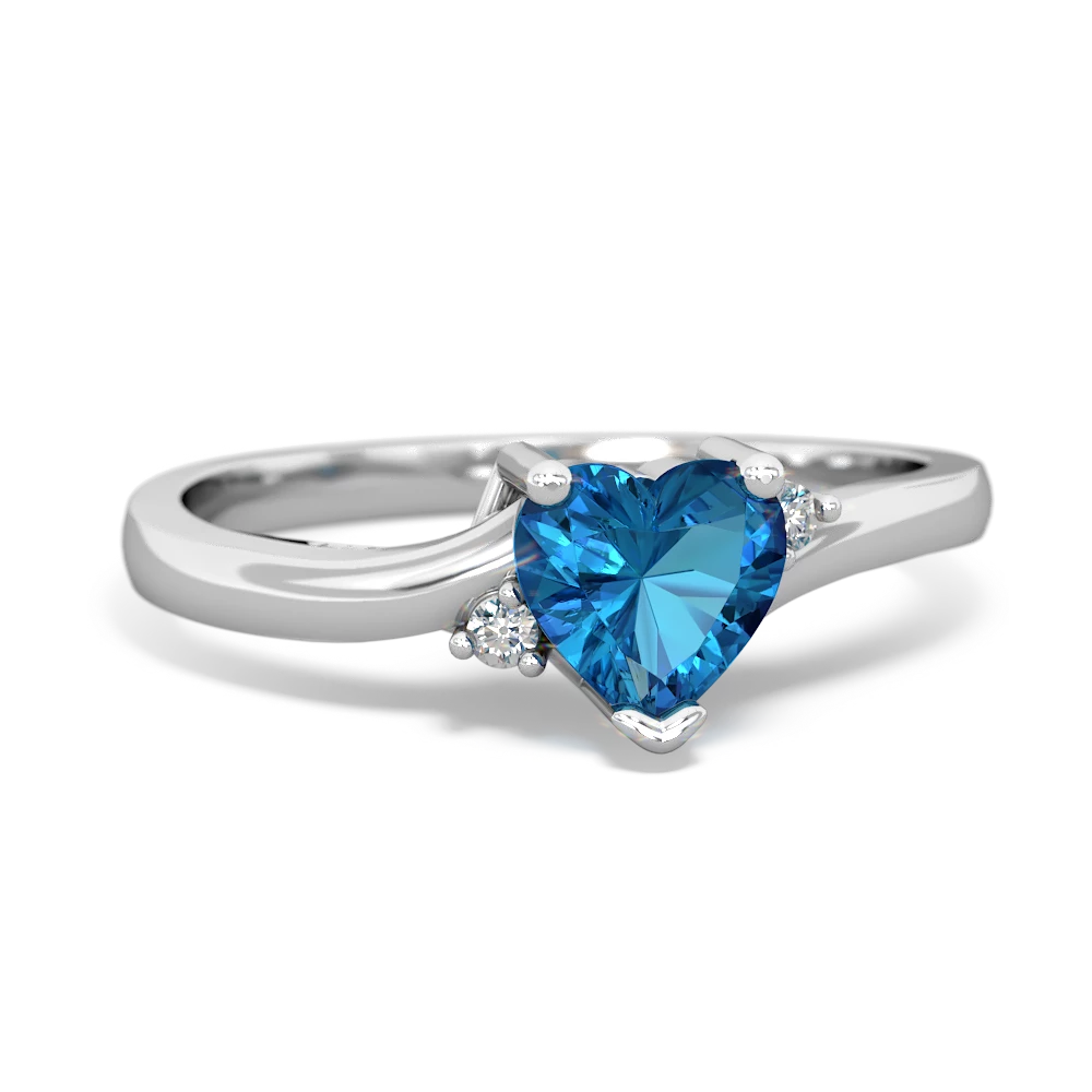 London Topaz Delicate Heart 14K White Gold ring R0203