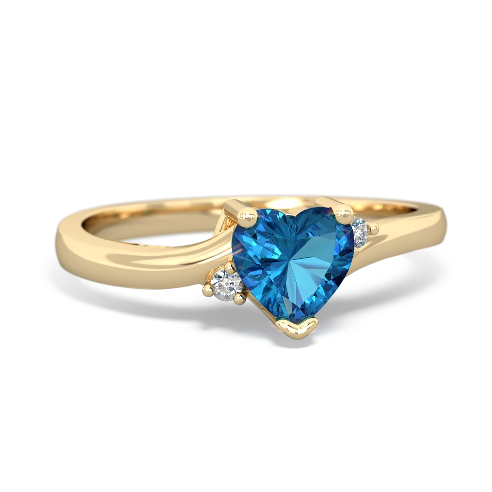 London Topaz Delicate Heart 14K Yellow Gold ring R0203