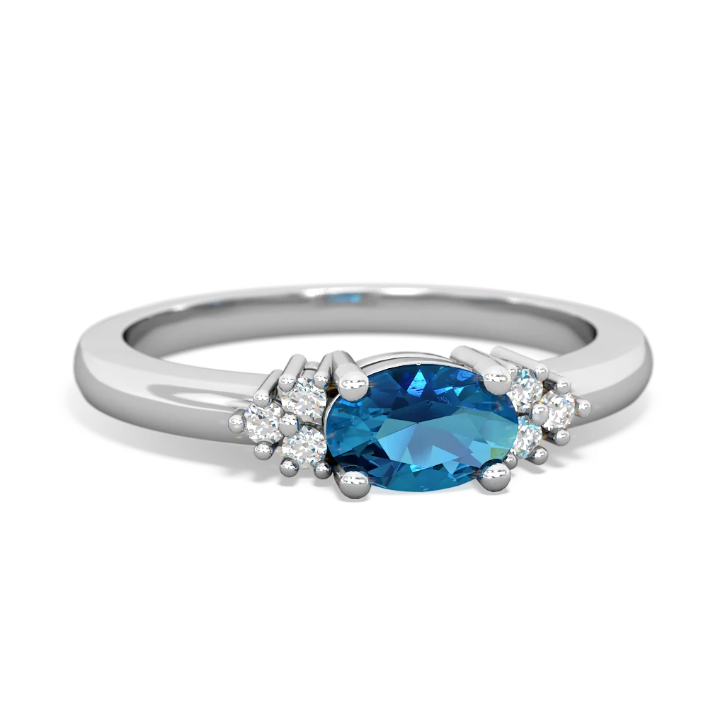 London Topaz Simply Elegant East-West 14K White Gold ring R2480