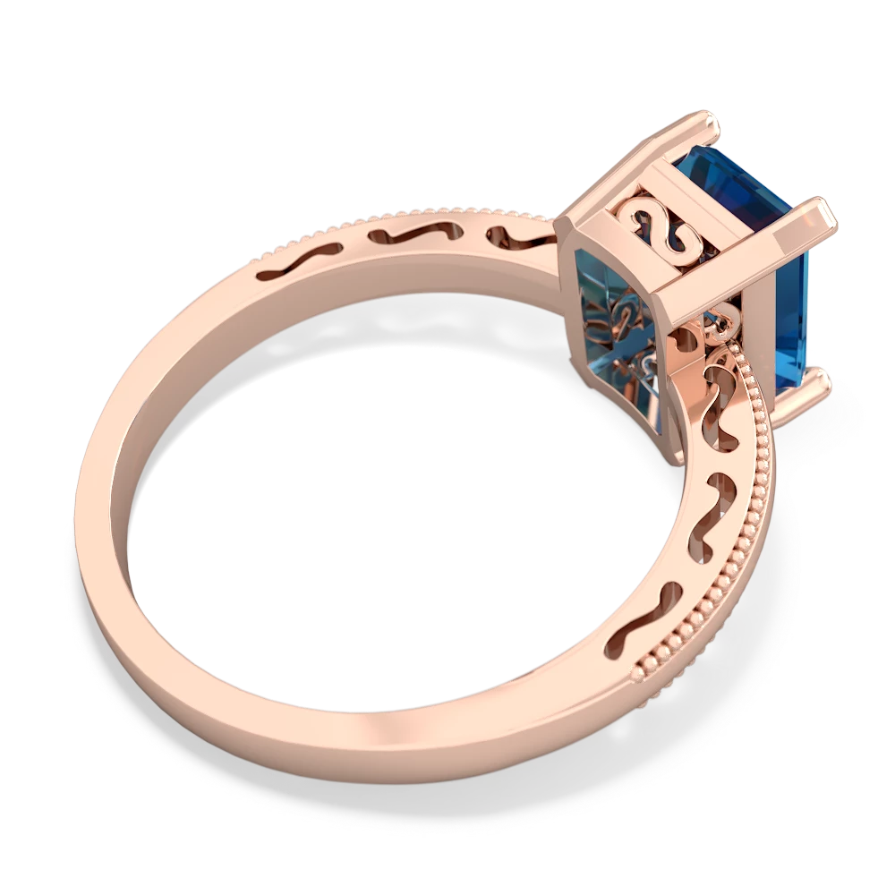 London Topaz Milgrain Scroll 14K Rose Gold ring R2338