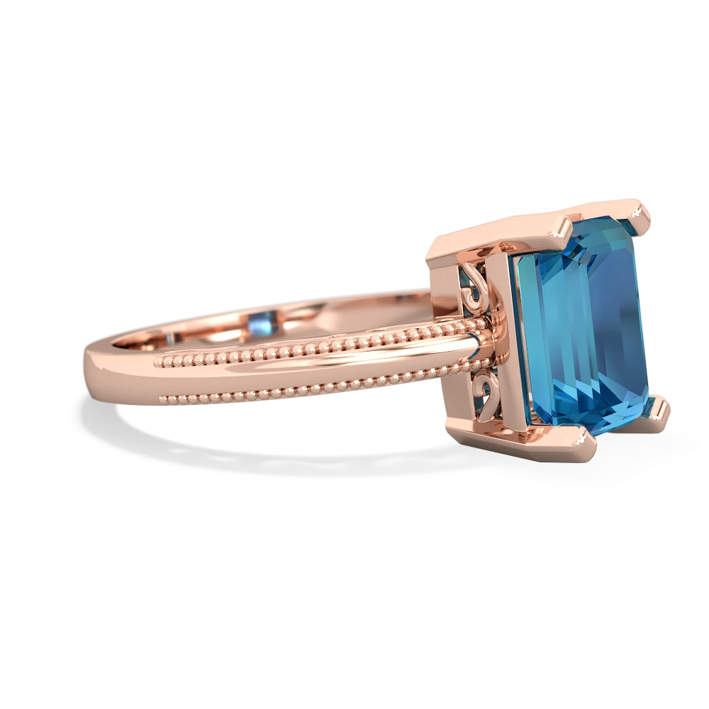 London Topaz Milgrain Scroll 14K Rose Gold ring R2338