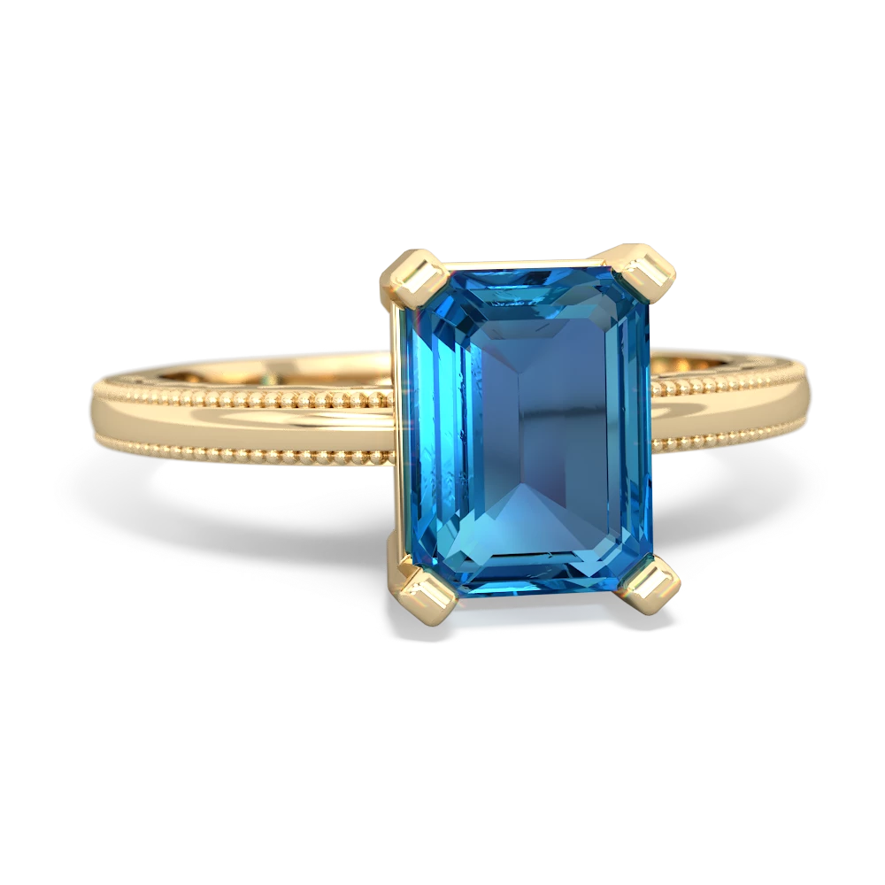 London Topaz Milgrain Scroll 14K Yellow Gold ring R2338